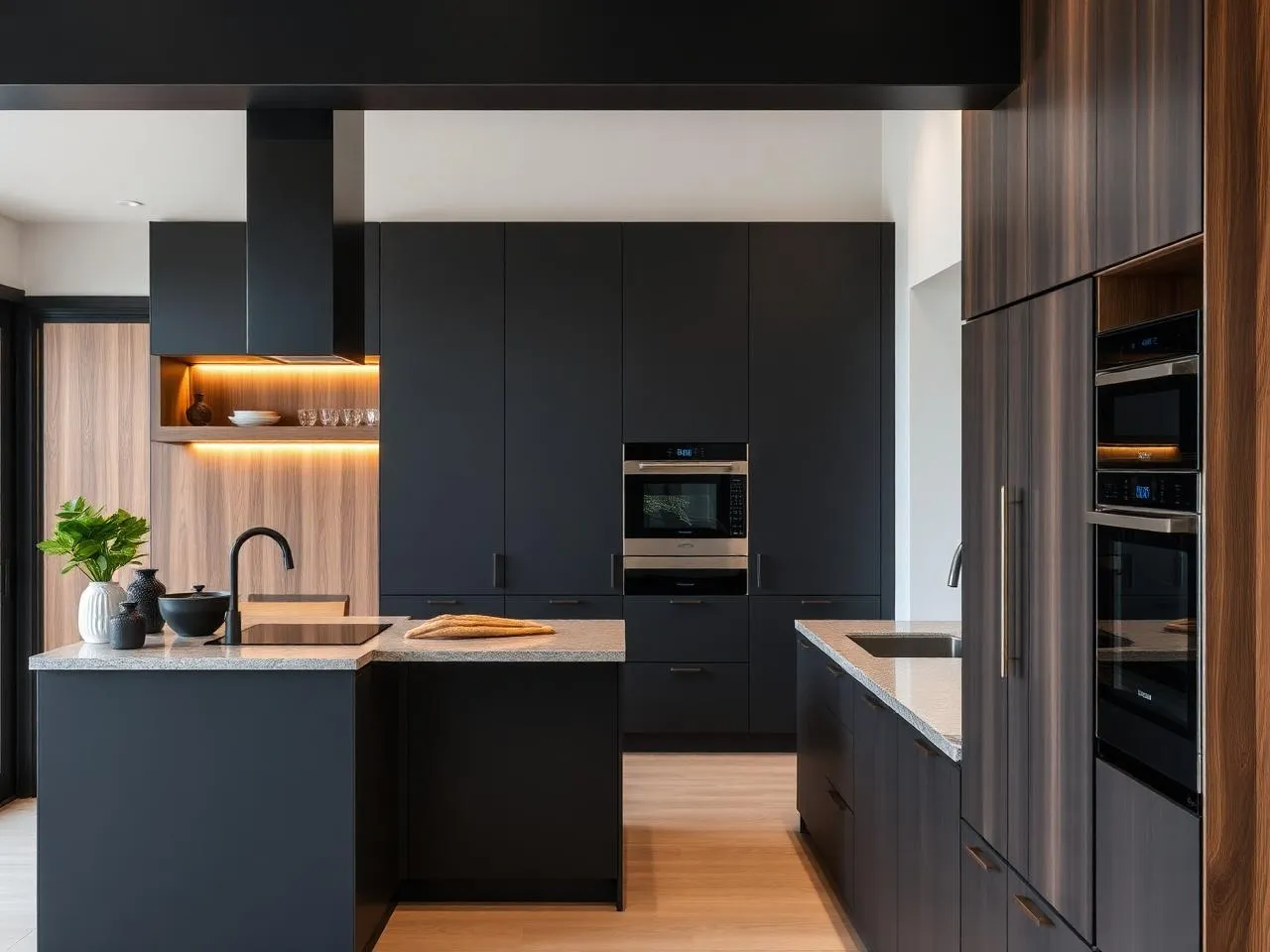 Charcoal & timber kitchen