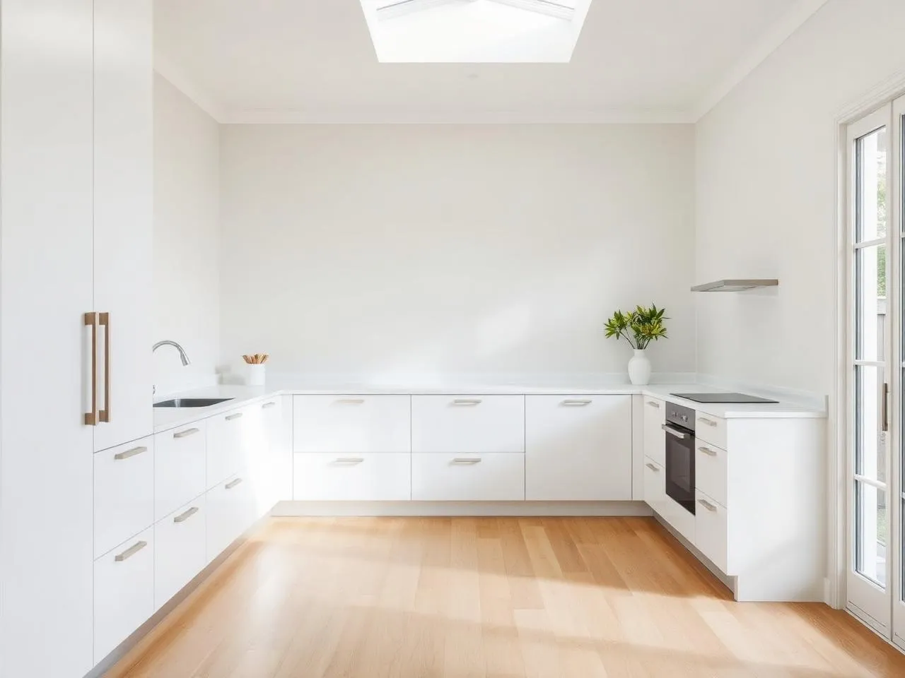 Bright handleless kitchen